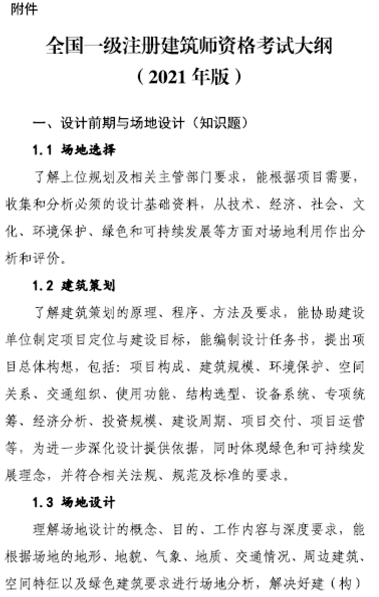 大事件！9門變6門！一級(jí)注冊(cè)建筑師考試大綱（21版）發(fā)布，2023年執(zhí)行！